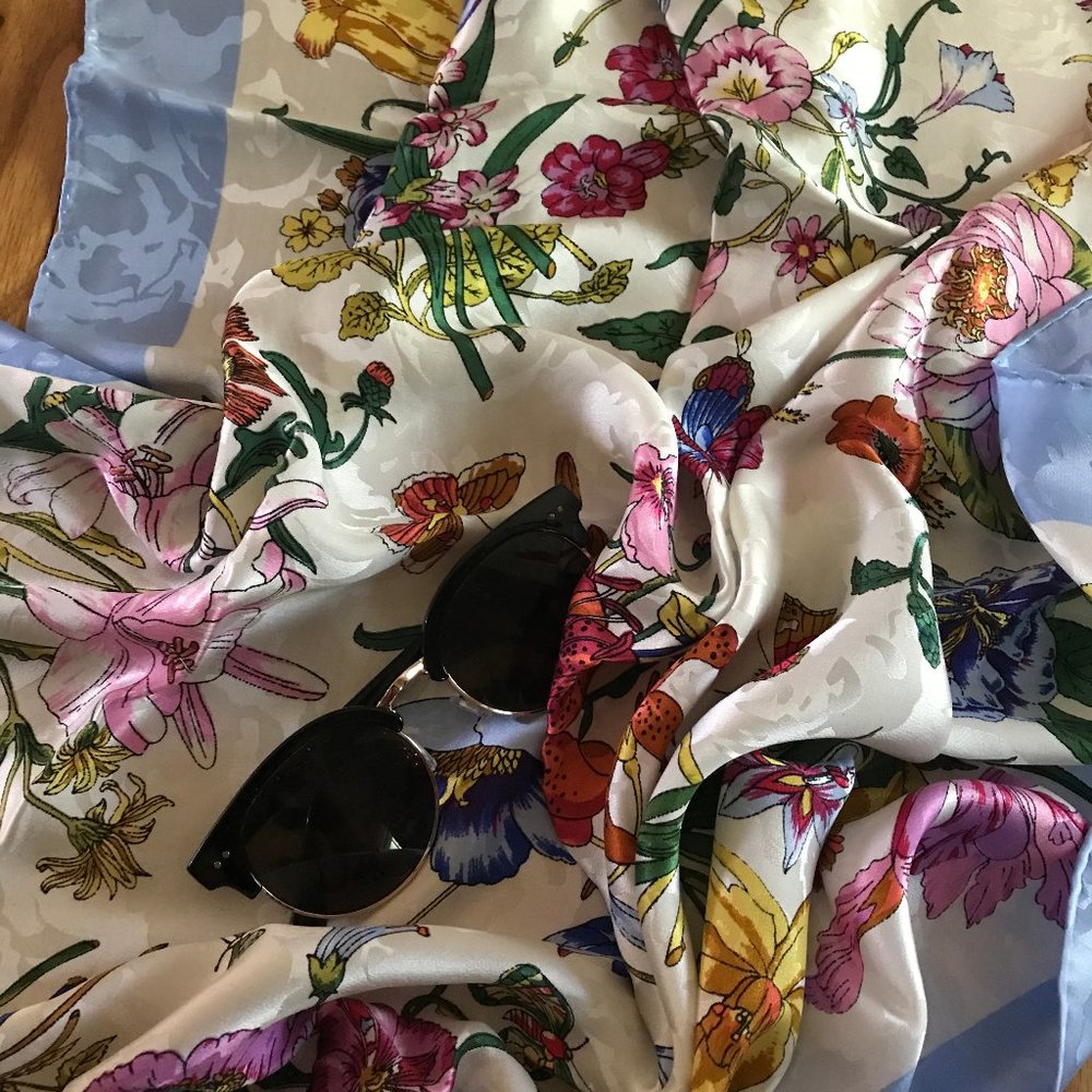 Anne de Sevil Paris | Vintage Scarf | Silkscreen Bouquet
